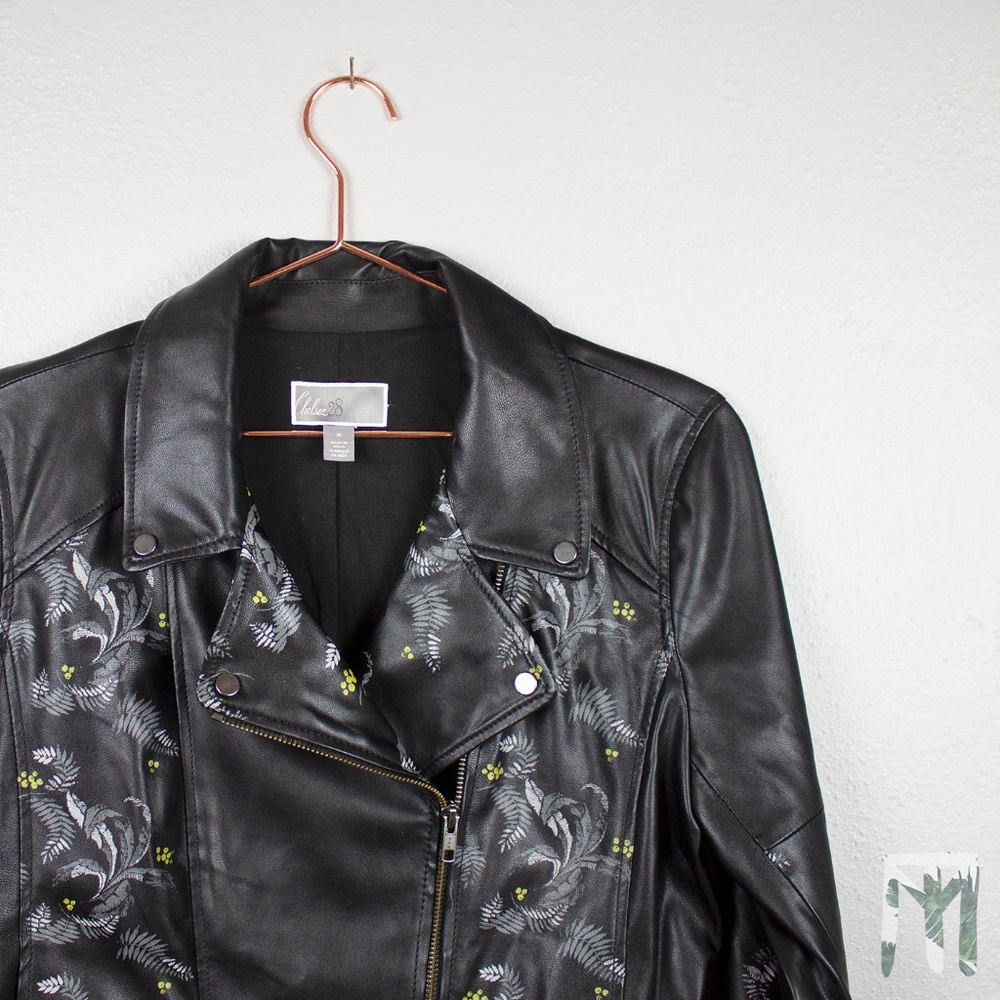 Chelsea28 Nocturnal Garden Faux Leather Jacket